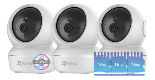 Kit X3 Cámara Seguridad Ip Wifi Ezviz + 3 Memorias Sd 16gb