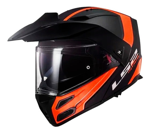 Casco Moto Abatible Ls2 Ff  324 Rapid Negro Naranjo Matte 