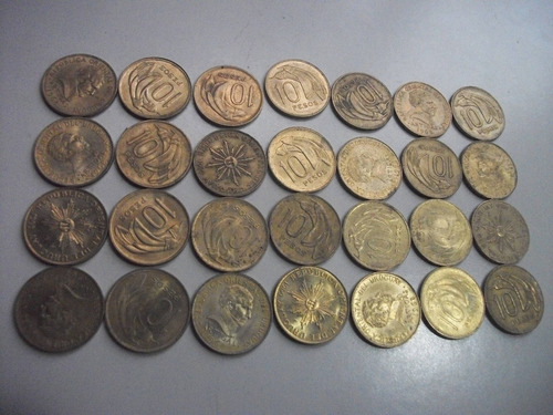 Lote De 30 Monedas Nacionales 10 Pesos Años 68 Y 69-