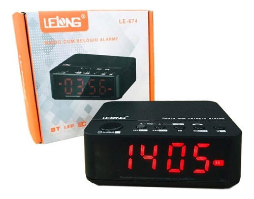 Radio Relógio Despertador Digital Alarme Bluetooth Fm Aikino Cor Preto