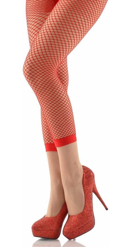 Legging Arrastão Fashion Vermelha Sexy Moda Meia Calça