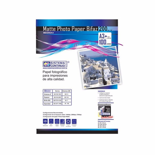 Papel Fotografico Mate 200gr Doble Faz A3+ X 1000 Hojas