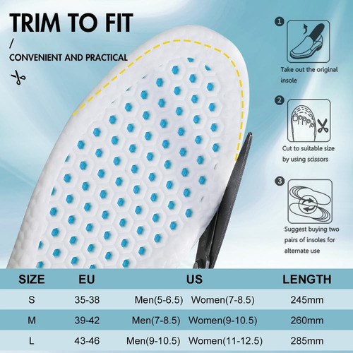 3 Pares De Plantillas Deportivas Transpirables De Absorción
