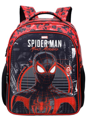 Mochila Escolar Infantil Xeryus Disney Miles Morales Preta