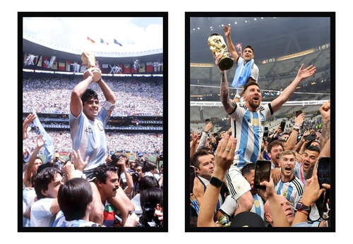 Cuadros Messi Y Maradona Campeones Del Mundo 40x60 Set X 2