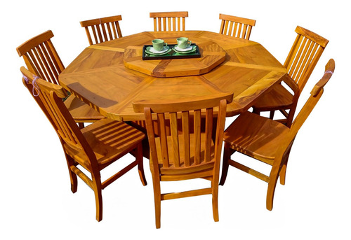 Mesa De Jantar Dodecágno +12 Cadeiras