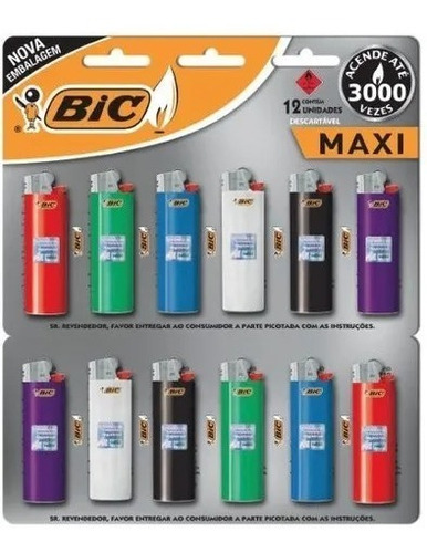 12 Unidades Cartela Bic Maxi C Diversas Cores Promo