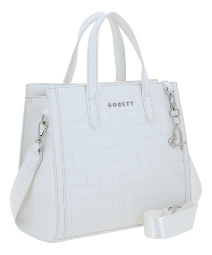 Bolso Tipo Satchel Gorétt By Chenson Capitonado Priss P25 Blanco Lisa Níquel Blanco