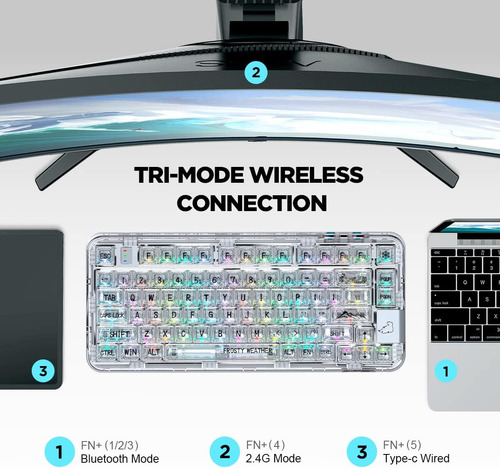 Teclado Mecánico Coolkiller, Teclado De Juego Inalámbrico Re