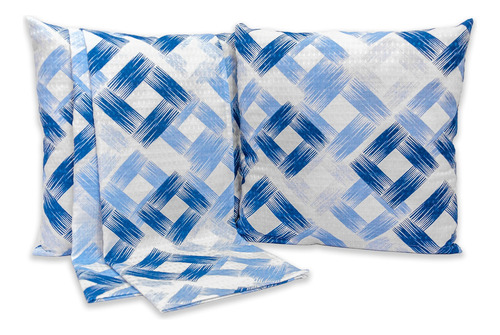 Kit 1 Peseira Queen Piquet Favinho + 2 Capas 40cm X 40cm Cor Quadrado Azul Desenho Estampado