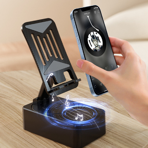 3 En 1 Bocina Bluetooth Inalámbrica Con Soporte Para Celular Negro