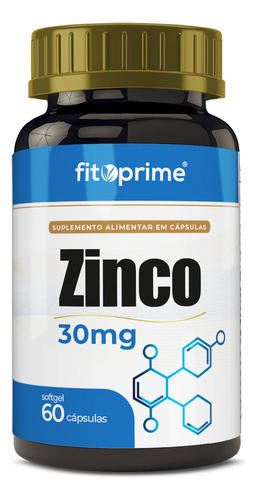 Zinco 30mg Com 60 Cápsulas Fitoprime Sabor Sem sabor