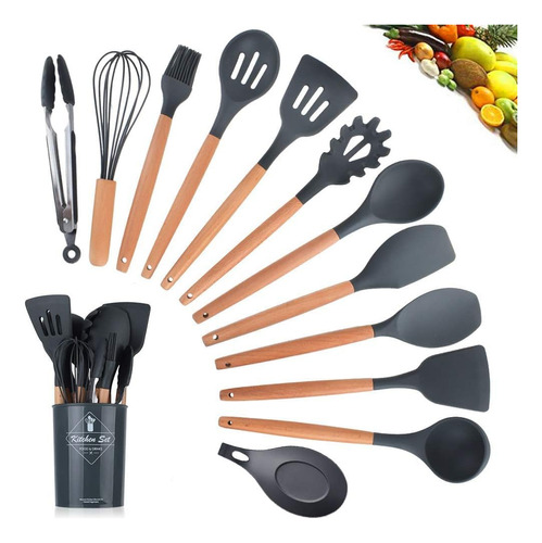 Set De 13 Utensilios De Cocina Antiadherentes Con Mango De S