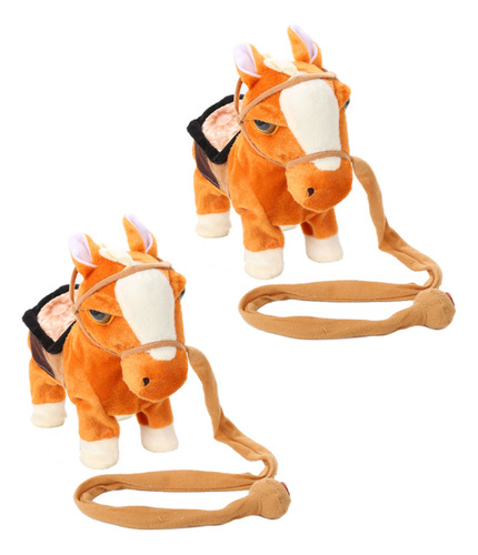 Pony Eléctrico De Simulación De Juguete De Peluche, 2 Piezas