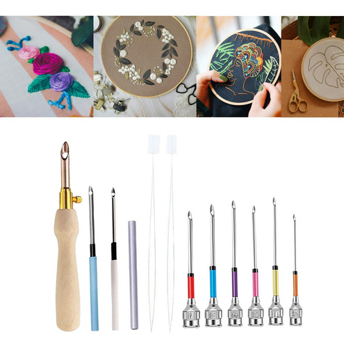 12x Kit De Bordado De Aguja Perforadora Para Principiantes E