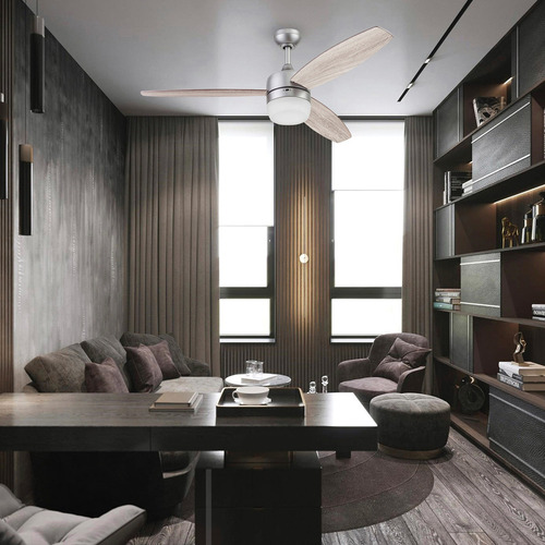 Ventilador De Techo 3 Aspas Eliseo Smart Coolfan Peltre 52'' 1.321 M 60 Hz Pewter Roble Gris/café Quemado Madera 3