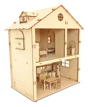 Comprar Casita Casa De Muñecas Lolita En Fibro Fácil Con 16 Muebles