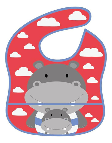 Babador Impermeável Com Velcro Infantil Hipopótamo Girotondo