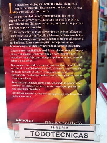 Imagen 2 de 3 de La Tercera / La Equivocacion Del Sujeto Del Saber Lacan -rv