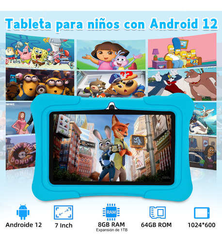 Tablet Case Xgody Kids Smart 7kids 8+64GB Control Parental Azul