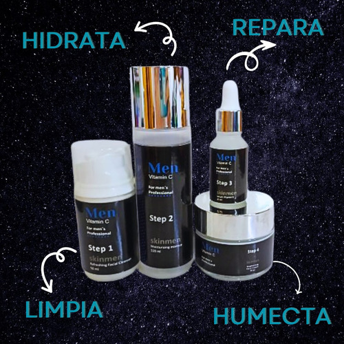 Set Limpiador,tónico, Serum,crema Vitamina C Antiedad Hombre