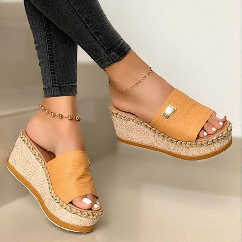 Sandalias De Cuña Con Plataforma Para Mujer, Zapatillas De V