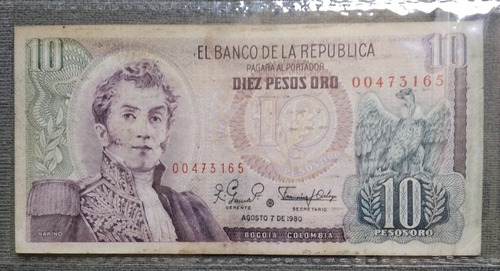 Billete 10 Pesos Año 1980, Reposición Estado 5,# 3165