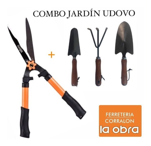 Combo Jardin Udovo Tijera Cortacerco + Juego De Jardinx3u