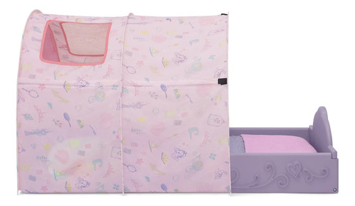 Cama Infantiln Princesas Disney Con Dosel Niños Pequeños Dc Lila Princesas