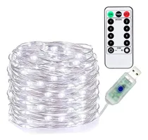 Comprar Ingequis Guirnalda De Luces Led De 10m, 100 Leds, Control Remoto, Tiras Led Con 8 Modos De Luces, Cadena De Luces Led, Decoración Luminosa Para Fiestas, Navidad, Arboles, Patio, Etc.(blanco Frío)