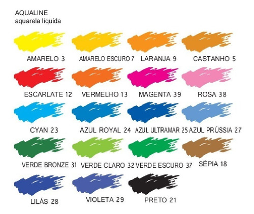 12x Aqualine Aquarela Líquida Corfix (tipo Ecoline) *escolha