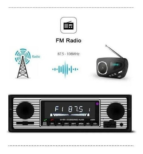 Retro Vintage Coche Estéreo Con Bluetooth Aux Usb Fm