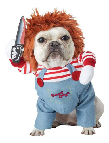 Mascota Perro Deadly Doll Chucky Halloween Cosplay Disfraz