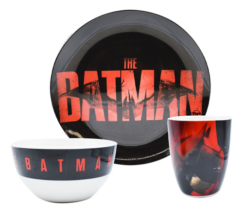 Vajilla De Porcelana Dc Batman Para 4 Personas 12 Pzas Color Rojo