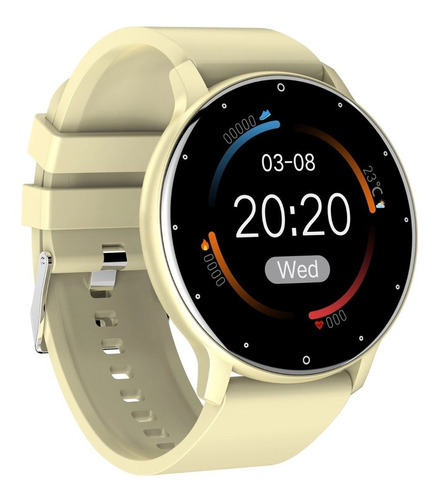 Smartwatch Bluetooth Zl02 Pantalla Full Touch Redonda Beige