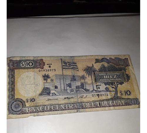 Billete 10 Pesos Uruguay 1995 Serie B