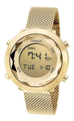 Relógio Feminino Digital Dourado E Amarelo Champion Original