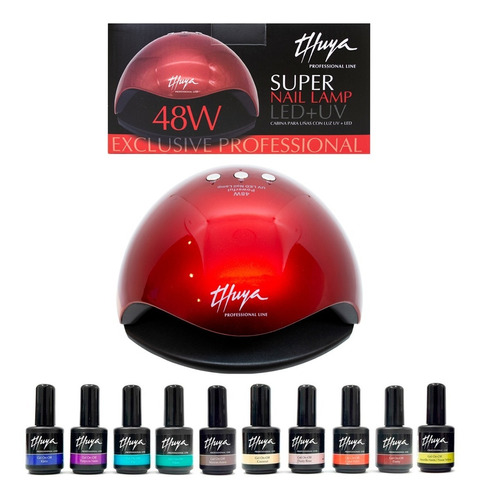 Thuya Kit N6 Cabina 48 W Uv Led + 10 Esmaltes Gel Nuevos!