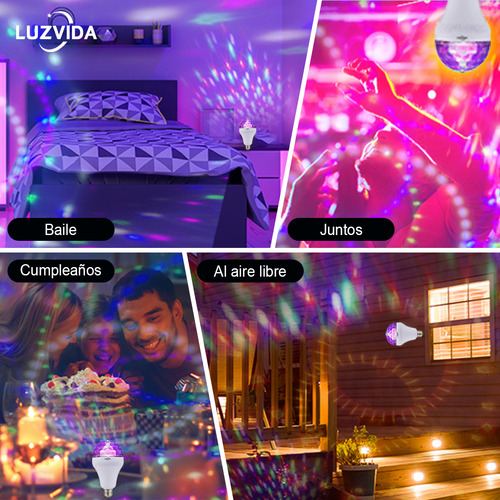 Luzvida Luces De Escenario Fiestas Base E27 Bombillas Giratorias De Color,dj Luces Lamparas Led Bombilla Estroboscópica Disco Bola, Fiesta De Cumpleaños O Club Bar Cabezas Roboticas Traje Robot Led
