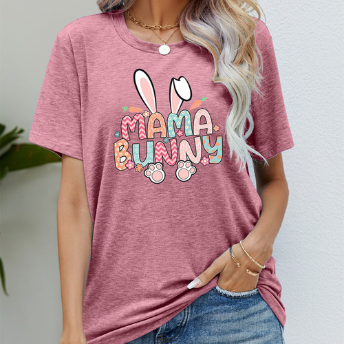 Playera Estampada De Manga Corta Con Cuello Redondo Casual D