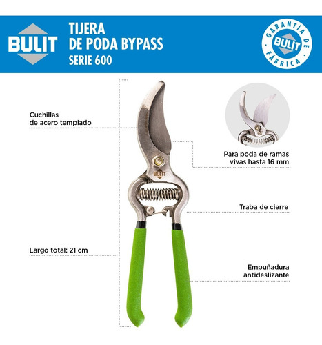 Imagen 2 de 9 de Tijera De Poda Bypass Bulit Serie 600