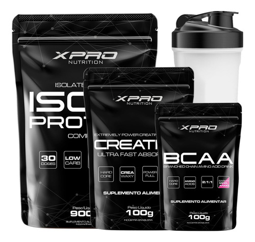 Kit Refil (whey Creatina E Bcaa) Para Engordar Mais Rápido Sabor Chocolate