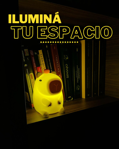 Lámpara Capibara Suave | Luz De Noche Recargable Usb Beige Amarillo