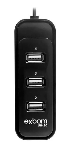Imagem 2 de 5 de Hub Usb 2.0 4 Portas Uh-20 Preto Exbom Extensor High Speed