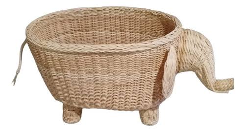 Cesto Elefante Fibra Natural Artesanal Decoração Flores Mant