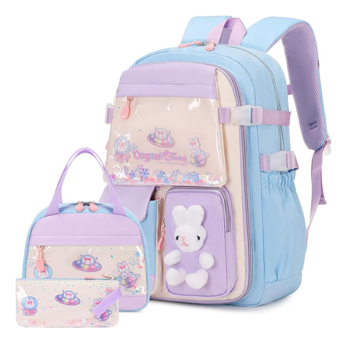 Mochila De Conejo De 3 Piezas Para Niñas, Mochila Para Niñas