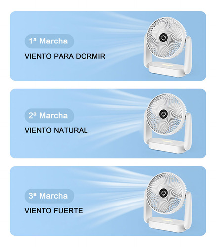 Ventilador De Escritorio Portátil 3 En 1 Con Luz Led Y Carga