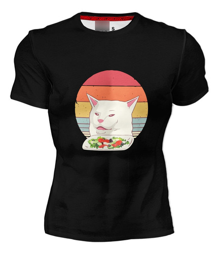 Playera Caballero Manga Corta Gato Meme Negro