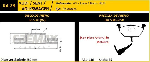 Imagen 2 de 5 de Kit De Freno Discos Pastillas Volkswagen Golf 1.8 T