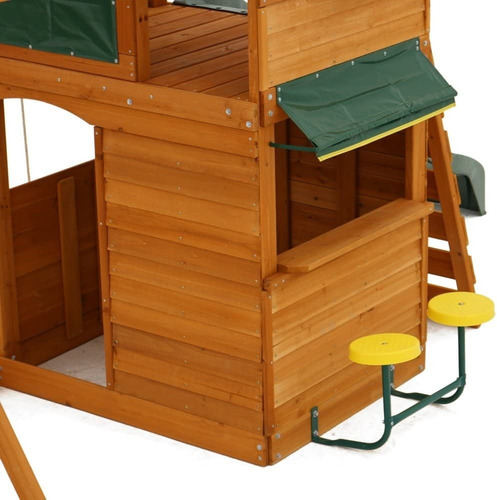 Juego De Columpios De Madera Con Mesa De Café Y Taburetes